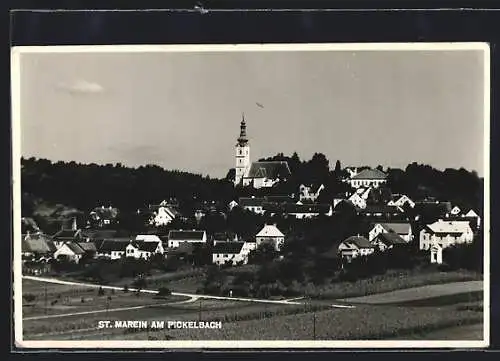 AK St. Marein am Pickelbach, Ortsansicht mit zentraler Kirche
