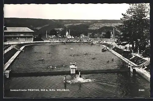 AK Piesting, Waldbad mit Badegästen