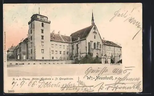 AK Wr.-Neustadt, K. u. k. Militär-Akademie und St. Georgskirche