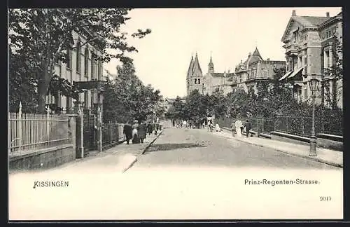 AK Bad Kissingen, Prinz-Regenten-Strasse mit Kirche