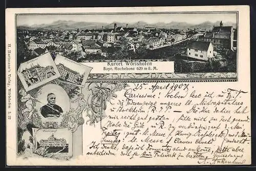 AK Wörishofen, Gesamtansicht, Kurhaus, Kneippianum, Kinderasyl