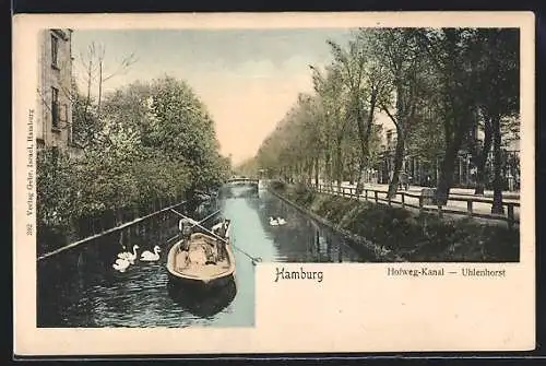 AK Hamburg-Uhlenhorst, Partie am Hofweg-Kanal