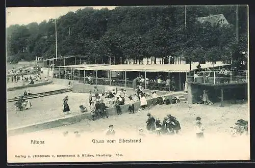 AK Hamburg-Altona, Belebte Szene am Elbestrand