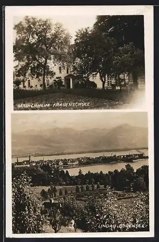 AK Lindau, Gesamtansicht am Bodensee, die Marienheim-Frauenschule