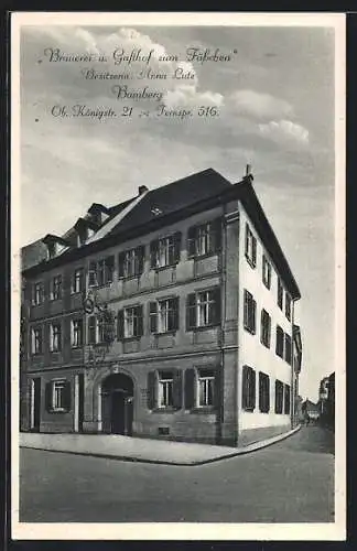 AK Bamberg, Brauerei u. Gasthof zum Fässchen, Ob. Königstrasse 21