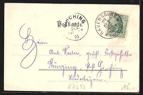 AK Weingarten bei Ravensburg, Ortsansicht mit der Stiftskirche