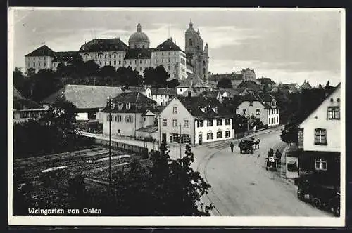 AK Weingarten, Strassenpartie mit Schloss