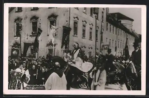AK Weingarten in Württ., Heiligblutritter beim Umzug