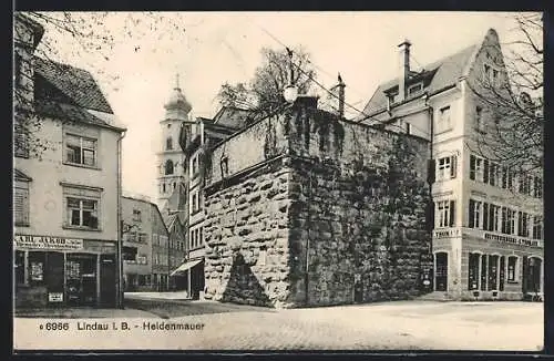 AK Lindau i. B., Strassenpartie an der Heldenmauer