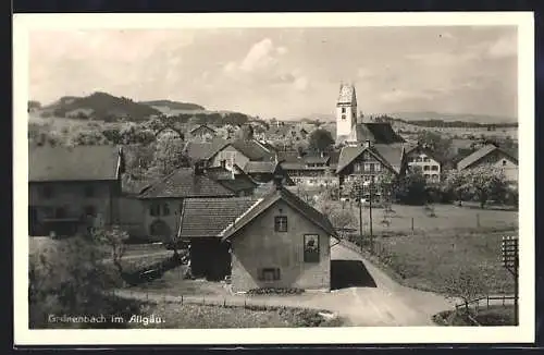 AK Grünenbach im Allgäu, Ortsansicht mit der Kirche