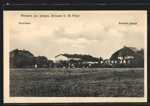 AK Brösum b. St. Peter, Pension Jessen und Schulhaus