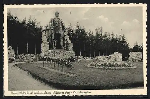 AK Bistensee, Bismarckdenkmal am Aschberg, Hüttener Berge