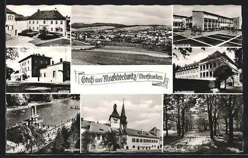 AK Marktredwitz, Ortsansicht, Altes Rathaus, Bahnhof