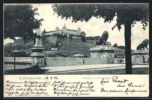 AK Würzburg, Festung mit Ludwigsbrücke