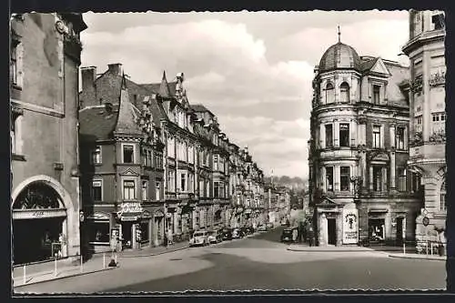 AK Coburg, Mohrenstrasse mit Geschäften und Abzweig