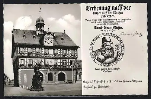 AK Staffelstein /Lichtenfels, Rathaus, Titelblatt Rechenbuch Adam Riese