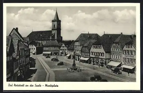 AK Bad Neustadt, Marktplatz, Zigarrenhaus, Würzburger Hofbräu, Haus Carl Walk