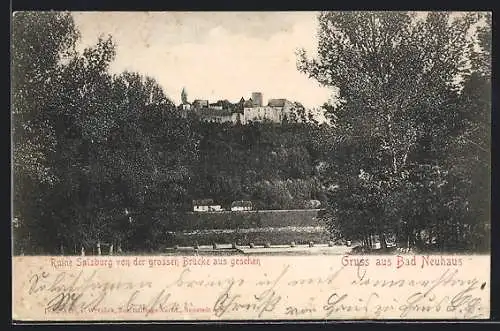 AK Bad Neuhaus, Ruine Salzburg von der grossen Brücke aus