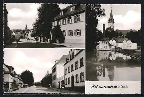 AK Schwarzenbach /Saale, Strassenpartien, Ortspartie mit Kirche