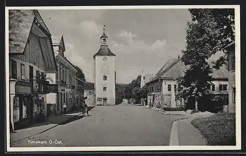 AK Timelkam, Strassenpartie mit Uhrenturm