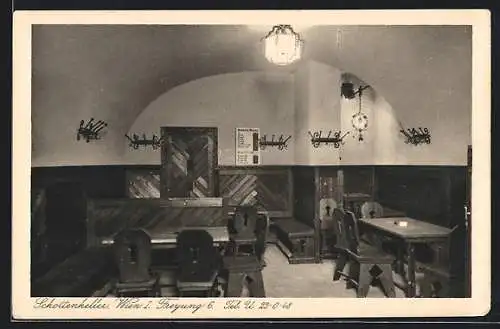 AK Wien, Schottenkeller, Blick in den Speisesaal, Freyung 6