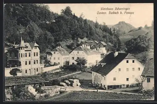 AK Haibach ob der Donau, Teilansicht mit Gemischtwarenhandlung und Villa