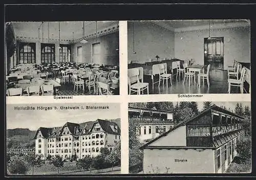 AK Gratwein i. Steiermark, Heilstätte Hörgas, Speisesaal, Schlafzimmer, Baracke