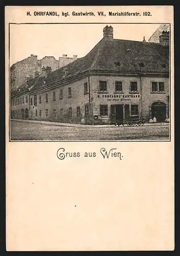 AK Wien, H. Ohrfandls Gasthaus zur Stadt München, Mariahilferstrasse 102