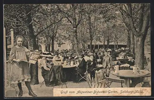 AK Salzburg-Mülln, Augustiner-Bräustübl-Garten