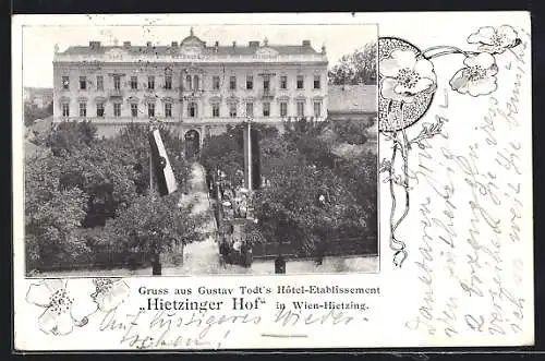 AK Wien-Hietzing, Gustav Todts Hotel-Etablissement Hietzinger Hof