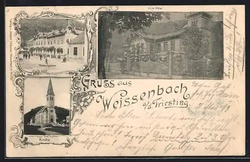 AK Weissenbach a. d. Triesting, Triestingheim, Villa Pittel, Kirche