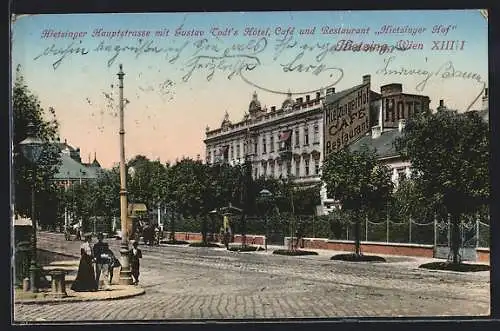 AK Wien-Hietzing, Gustav Todts Hotel, Café und Restaurant Hietzinger Hof, Hietzinger Hauptstrasse