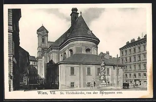 AK Wien, St. Ulrichskirche von der Burggasse aus