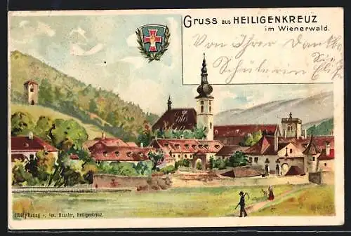 Lithographie Heiligenkreuz im Wienerwald, Ortsansicht