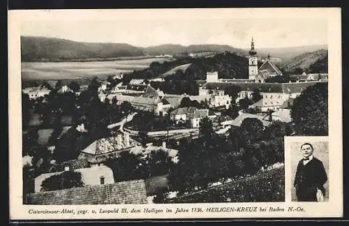 AK Heiligenkreuz bei Baden, Die Cistercienser-Abtei aus der Vogelschau