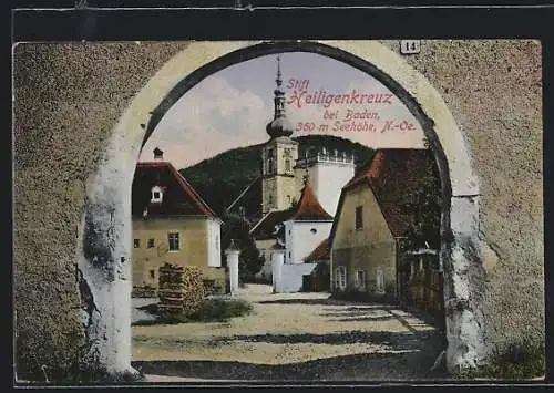 AK Heiligenkreuz bei Baden, Stift Heiligenkreuz, Ortspartie