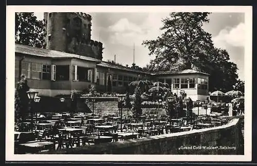 AK Salzburg, Die Terrasse des Grand Café Winkler