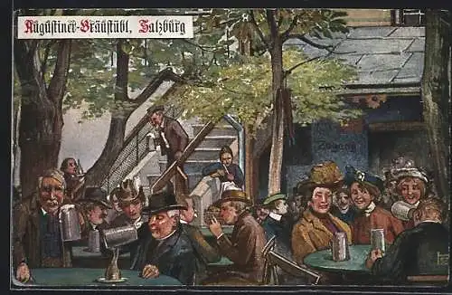 Künstler-AK Salzburg, Gasthaus Augustiner Bräustübl