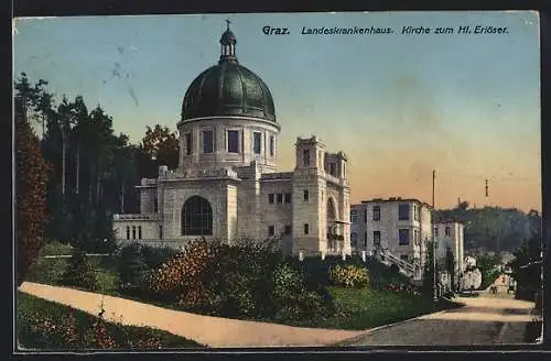 AK Graz, Landeskrankenhaus und die Kirche zum Hl. Erlöser