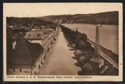 AK Aschach a. d. D., Der Kurzwernhardt-Platz am Fluss