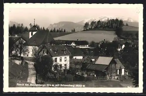 AK Raach am Hochgebirge, Ortsansicht mit dem Schneeberg