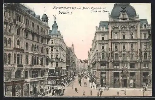 AK Wien, Kärntnerstrasse und Palais Equitable mit Stock im Eisen