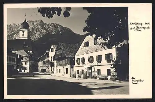 AK Gröbming /Stmk., Strassenpartie mit Gasthaus g. d. Kammspitz