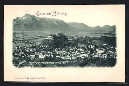 AK Salzburg, Teilansicht mit Festung