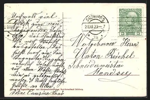 Künstler-AK Salzburg, Teilansicht am linken Ufer