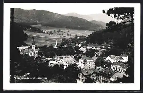 AK Weissenbach an der Triesting, Ortsansicht mit Bergpanorama