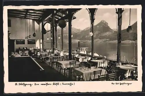 AK St. Wolfgang, Hotel-Terrasse im Weissen Rössl