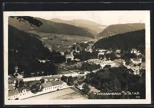 AK Weissenbach a. d. Tr., Gesamtansicht mit Feldern aus der Vogelschau