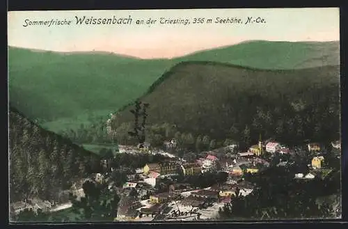 AK Weissenbach an der Triesting, Gesamtansicht aus der Vogelschau