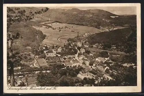 AK Weissenbach an der Triesting, Ortschaft vom nahen Berg aus gesehen